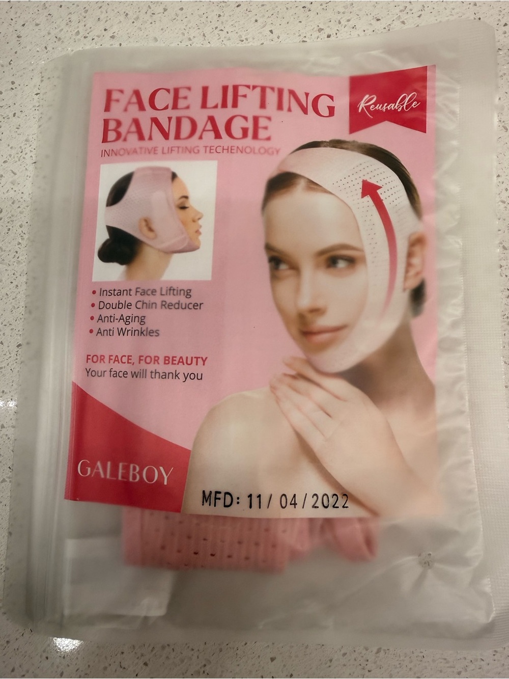 Pink Face Lifting Bandage – Reusable Chin & Jawline Support